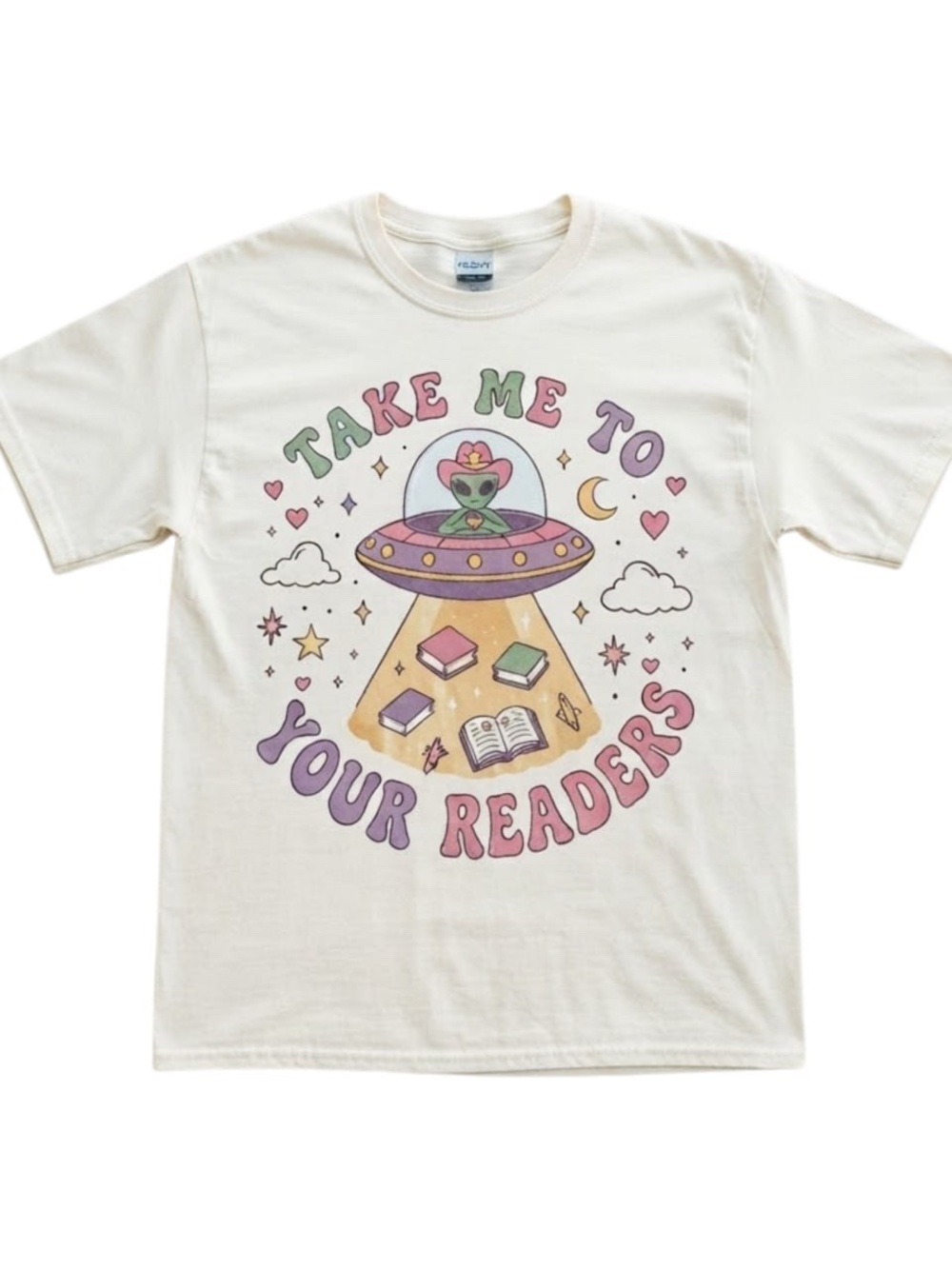 Cute Alien Reading Teacher Graphic T-Shirt